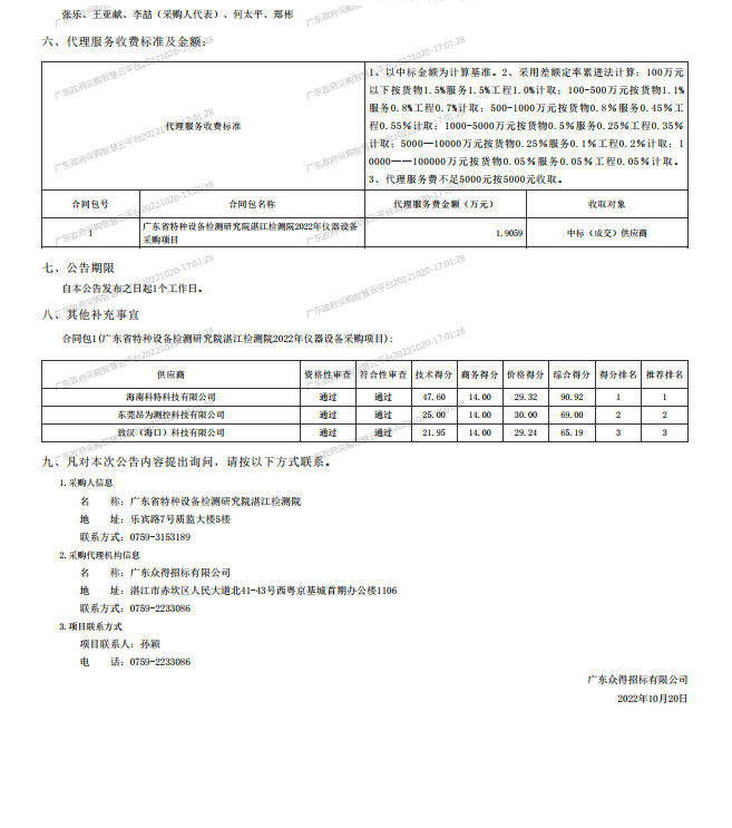 2022年湛江檢測院檢驗檢測儀器設(shè)備采購項目【項目編號：ZDZJ22-Z21134】中標公告(圖2)